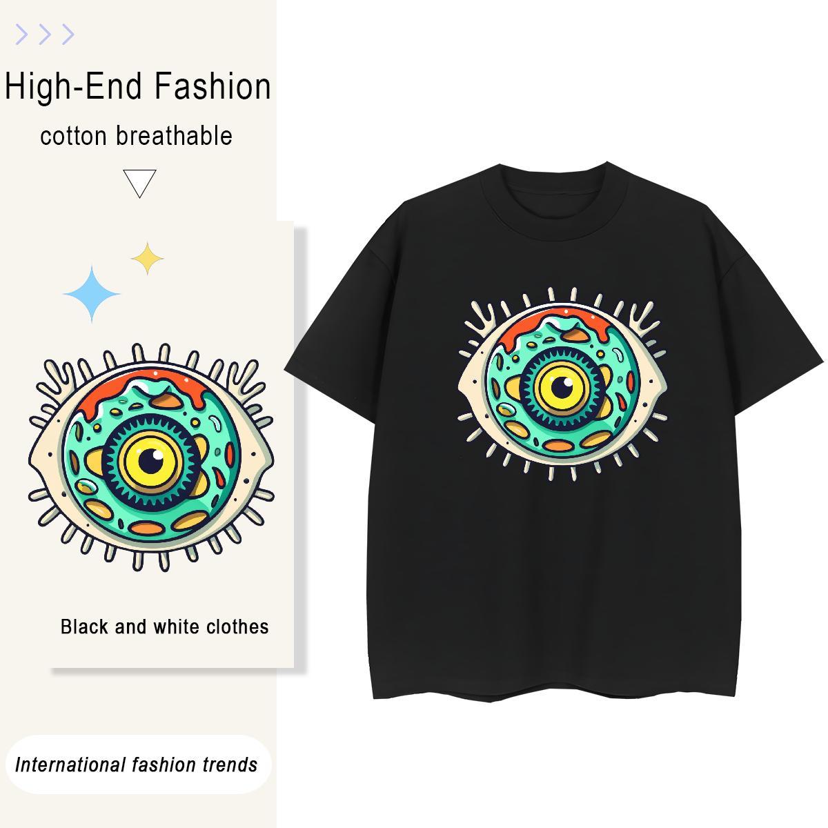Custom T shirt 230g 100% Cotton Breathable High Street Hip Hop skull Unisex Tshirts Wholesale Cartoon Print Tees