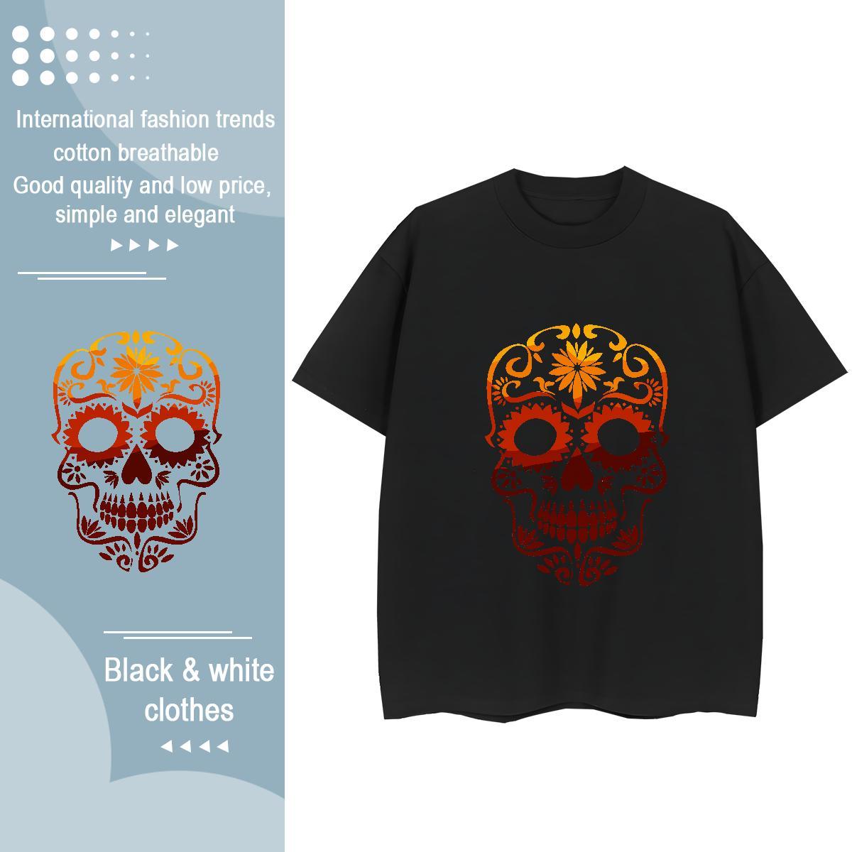 2024 Casual T Shirts Women 230g Pure Cotton Short Sleeve O-Neck Sports Street Wear skull Women Tshirts 5A Custom Cartoon Top Tees