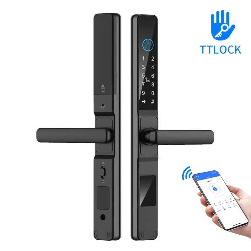 TTLock application IP65 waterproof intelligent fingerprint password RFID lock for sliding frame glass doors CL240920