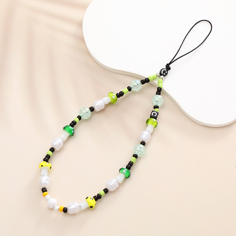 Little Bear Colorful Mushroom Mobile Phone Rope Hanging Short Handheld Drop and Anti Loss Chain