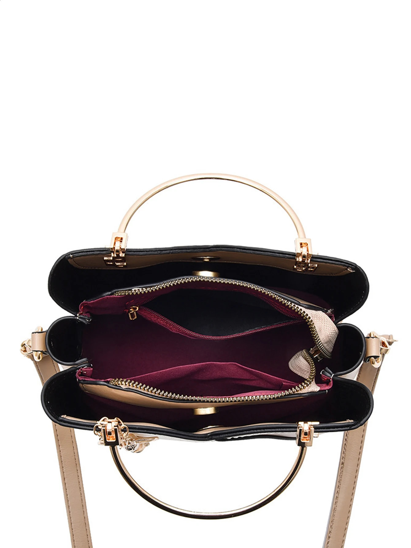 Fashionable two tone handbag colorful lock cross body bag womens office and work wallet with pocket charm 240904