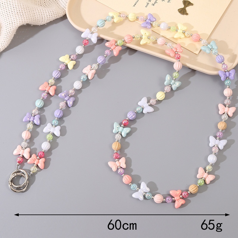 New candy colored acrylic butterfly crossbody case, keychain, pendant, mobile phone lanyard, chain, female