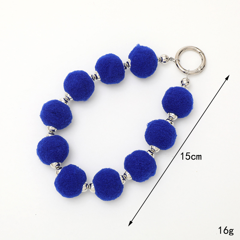 Yilian autumn and winter plush ball round pendant DIY silver separated bead wrist strap universal phone case ins wind hanging rope