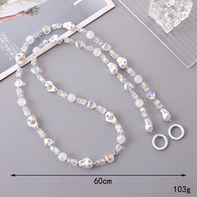 Yilian's new high-end crystal shaped pearl crossbody phone case rope, fashionable and versatile hanging accessory pendant, anti loss chain