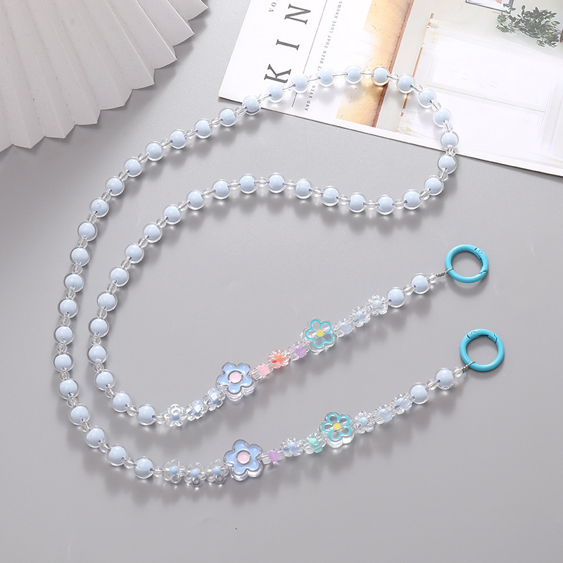 Yilian new in pearl diagonal cross phone case rope drip oil flower accessories bag water cup hanging pendant
