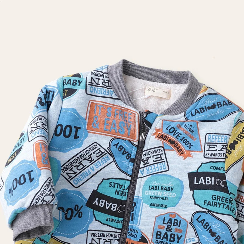 LABI BABY Boys Winter Plush Jacket Thickened Warm Jacket Childrens Jacket Casual Wool Cotton Baseball Jacket Childrens Clothing 240902