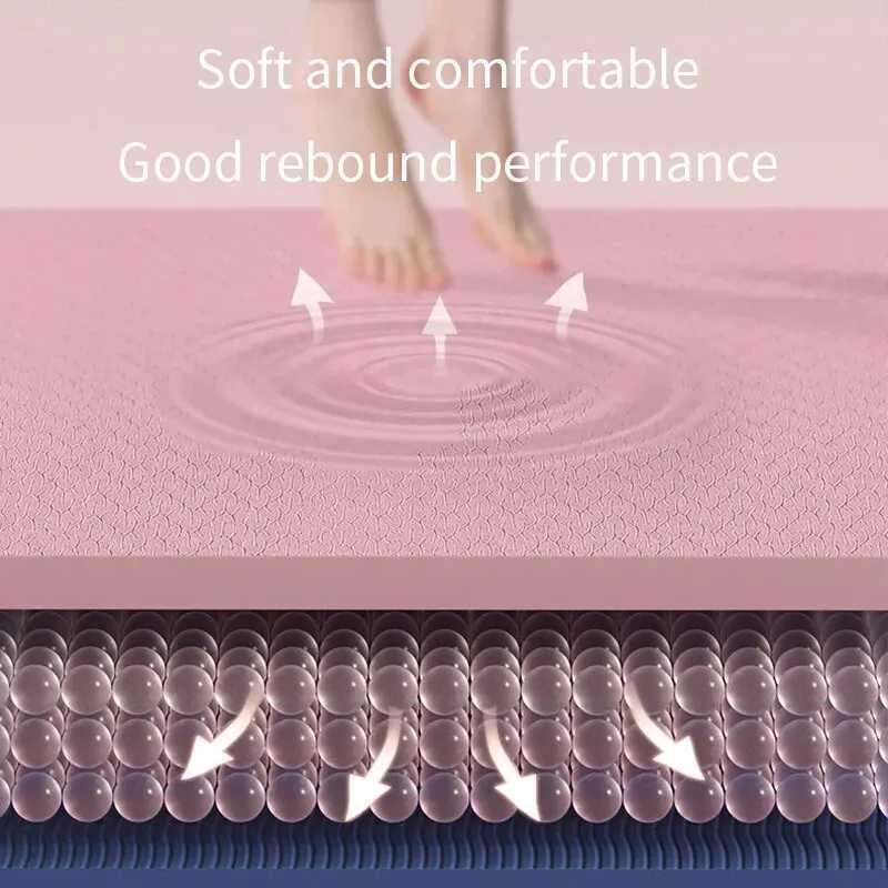 Yoga mat double-sided anti slip environmentally friendly fitness exercise mat with TPE yoga mat suitable for women suitable for yoga Pilates exercise 