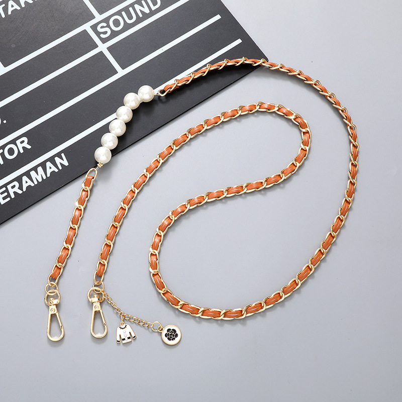 Yilian's new Xiaoxiangfeng pearl string leather crossbody single shoulder bag chain, decoration, phone case, keychain, hanging rope pendant