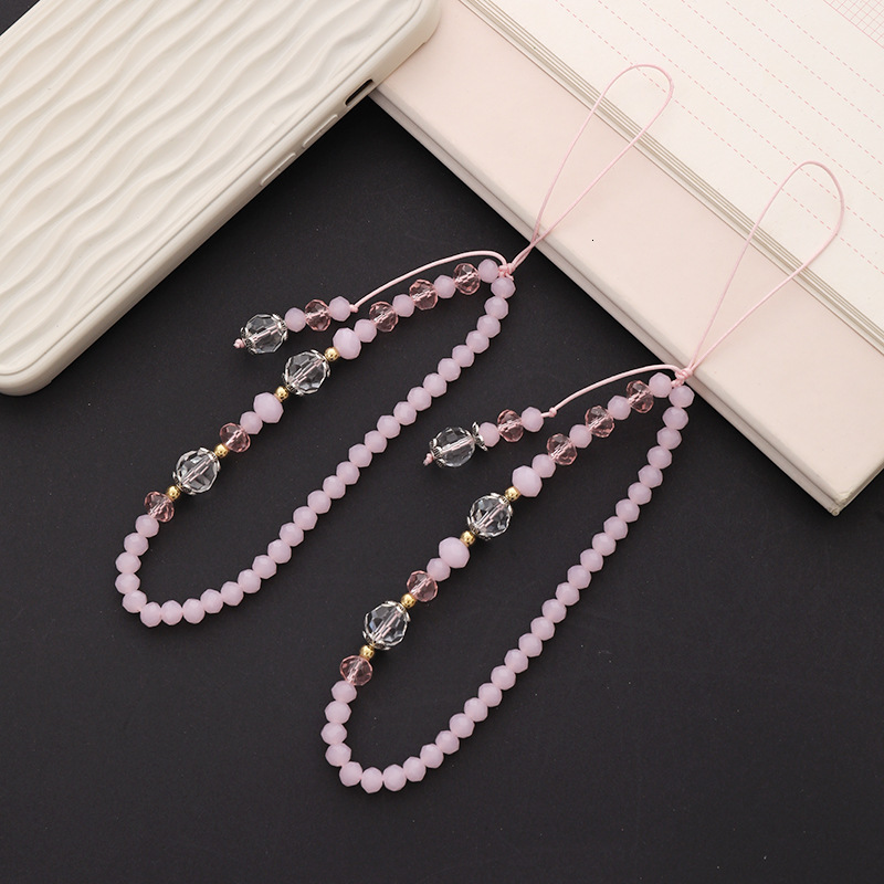Yilian New Creative Crystal Chain Fashion Flat Bead Anti Loss Phone Hanging Rope Short Pendant for Women