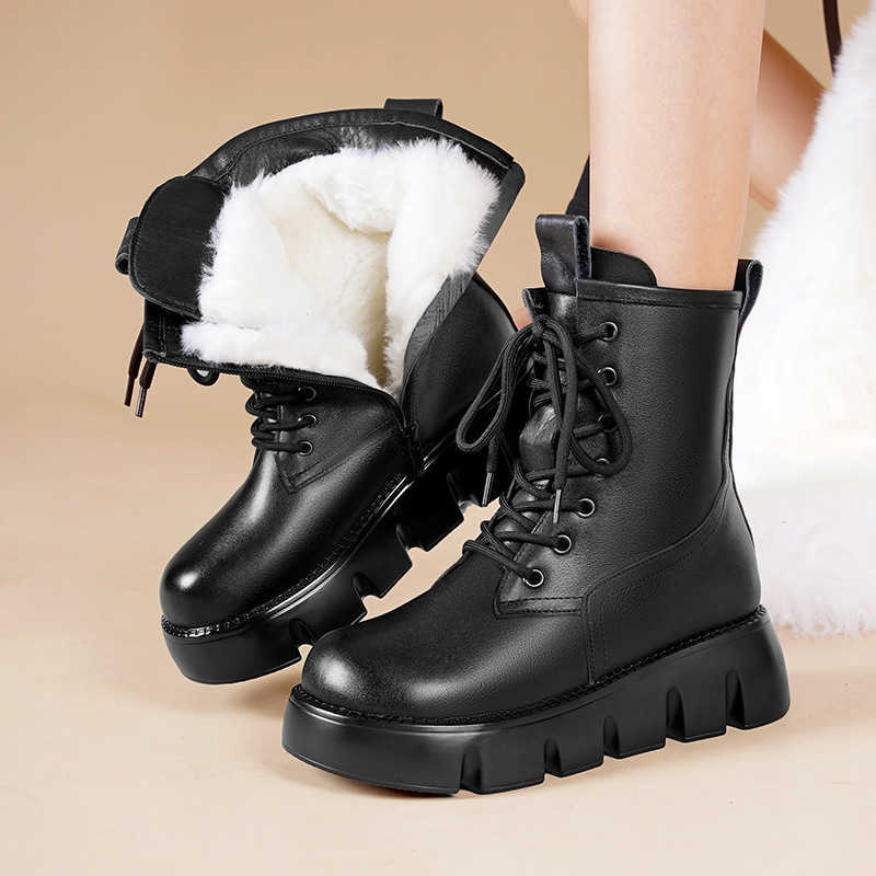 CMM Thick Soled Height Increasing Boots for Women Winter Suede Short Boots Leather Thickened Large Cotton Shoes Anti Slip Fur Integrated Snow Boots