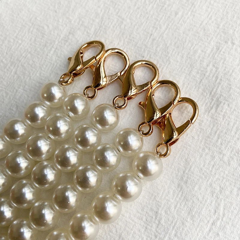 High quality pearl bag chain gold and Ailver buckle bag chain accessories portable diagonal span 10mm pearl chain 240904