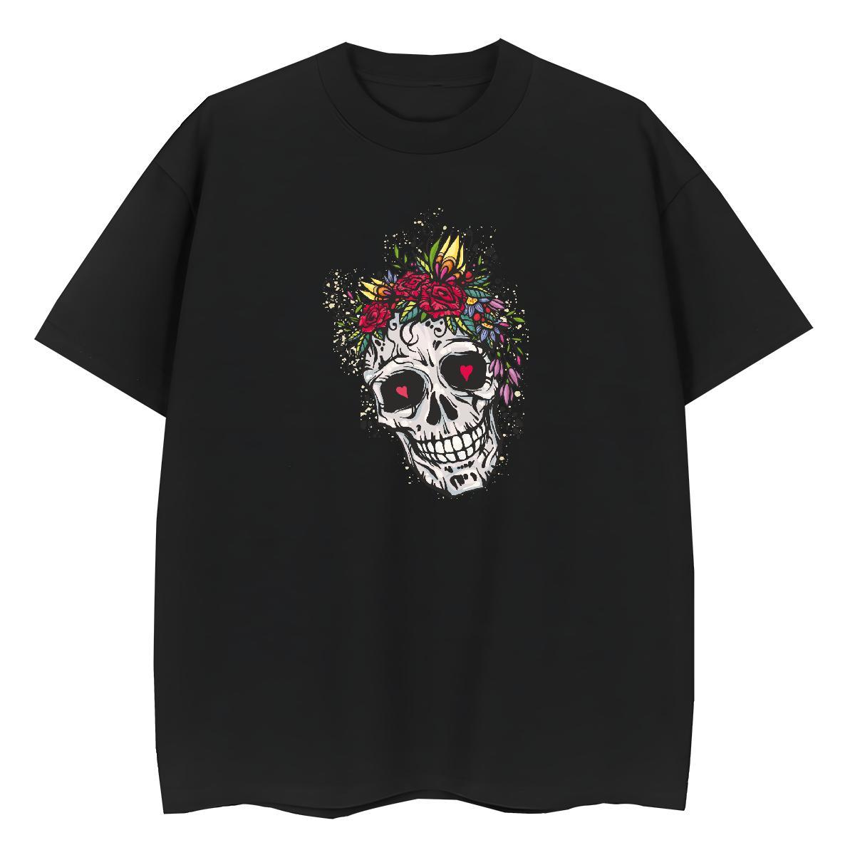 Fashion New T shirt 230g Cotton O Neck Short Sleeves Street Casual skull Unisex Tshirts Female Customized Tees Shirts