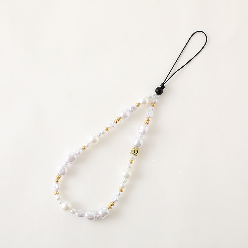 Creative new pearl bow love chain fashionable and versatile handmade bead mixed decoration phone hanging rope