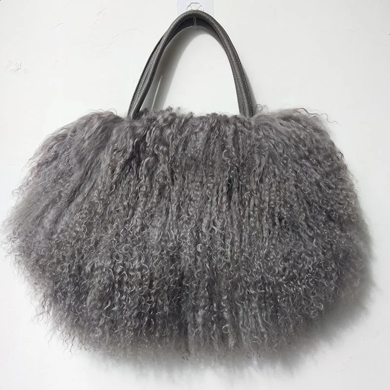 Winter Real Mongolia Lamb Fur Handbag Women Casual Tibet Long Hair Natural Shoulder Bag Genuine Tote Bags Femme 251014