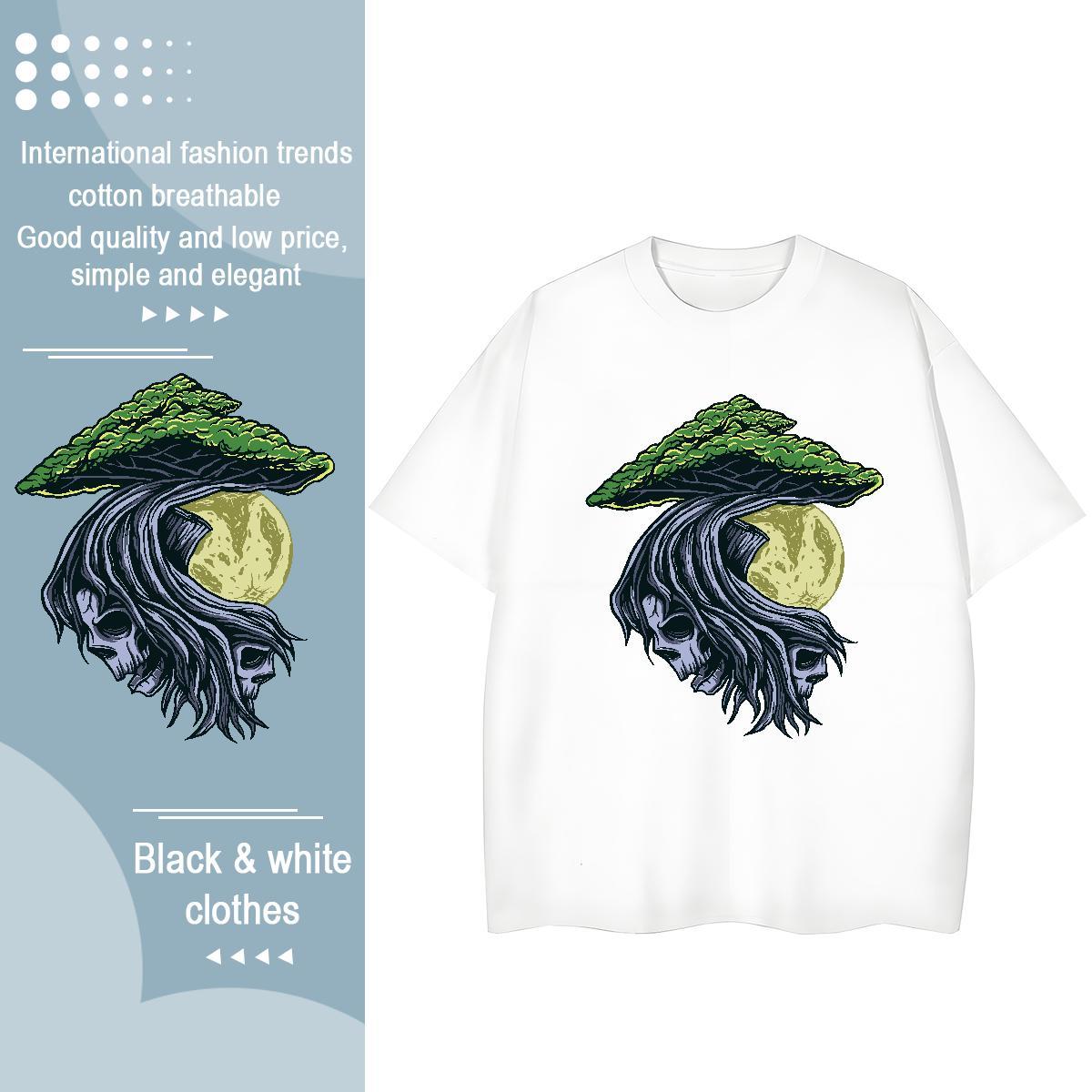 New Arrival T Shirts Women 100% Cotton 230g O Neck Short Sleeves Daily Outfit skull Unisex Tshirts High quality Plus Size Custom Polos