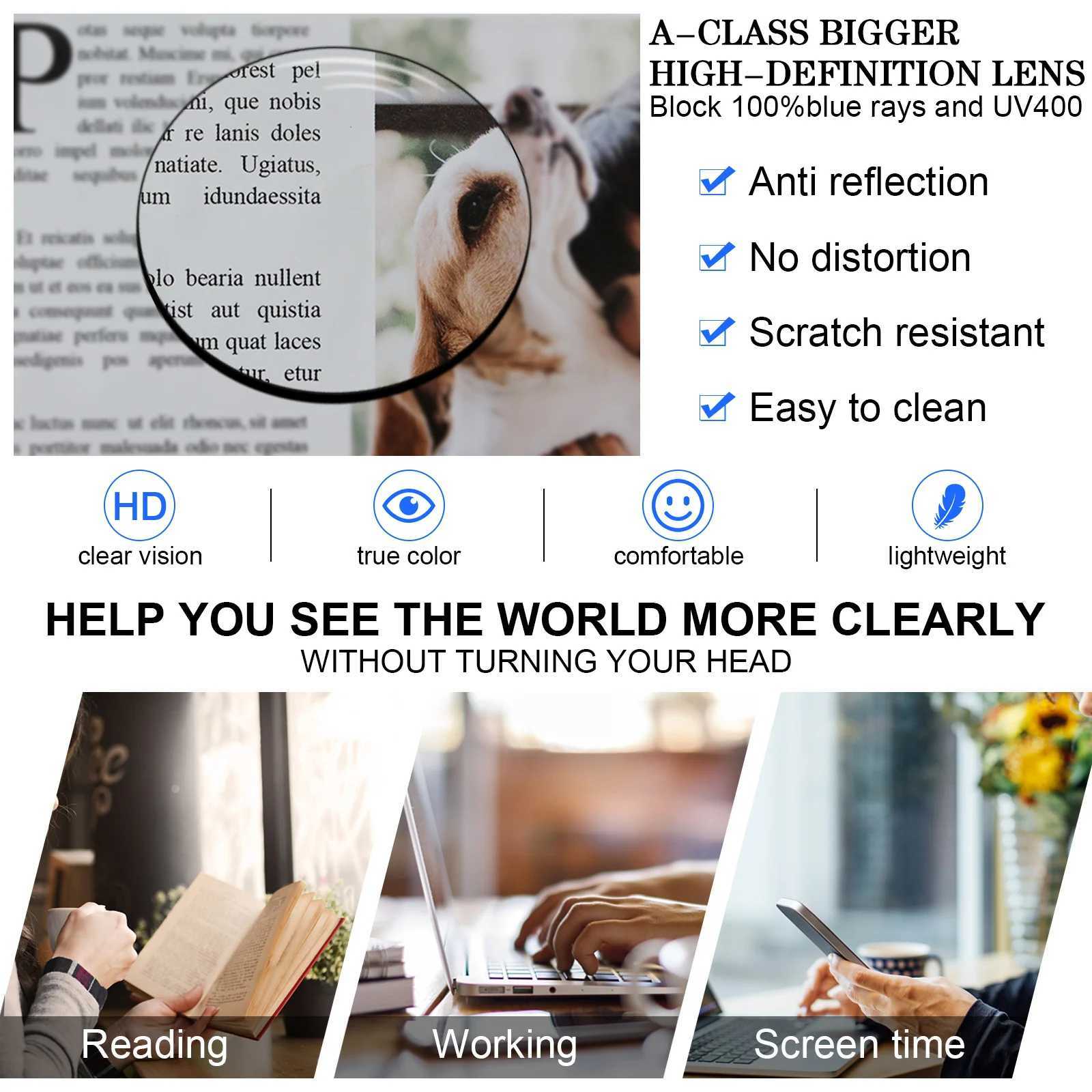 MARE AZZURO Retro Square Reading Glasses Mens Anti Glare Magnifying Glasses Large Reader+1.0 1.25 1.5 1.75 2.0 2.25 2.5 2.75 W240906