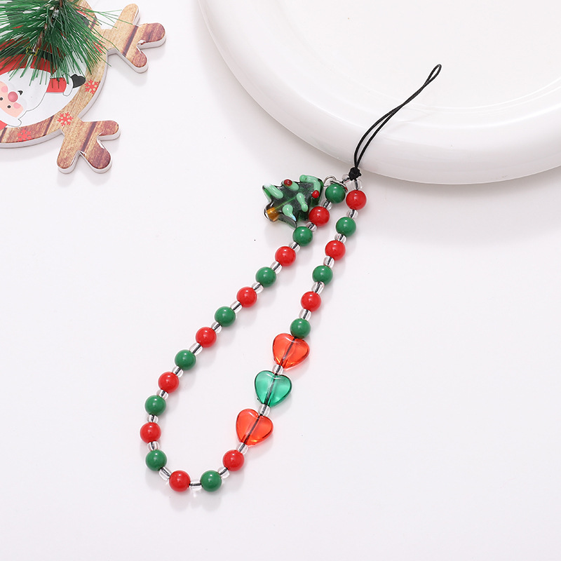 2023 New Chain Phone Case Hanging Rope Christmas Tree Pendant Short Wrist with Gingerbread Man Decoration