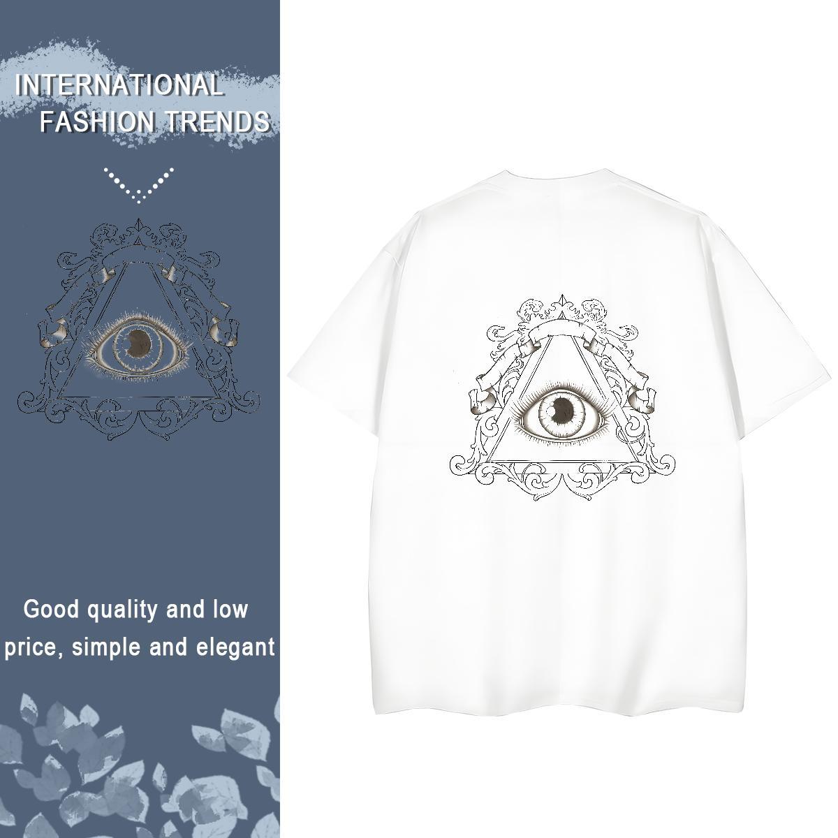 DIY T shirt 230g Cotton O Neck Short Sleeves Sports Street Wear eye of the devil Unisex Tshirts Brand Graphic Clothes Shirt