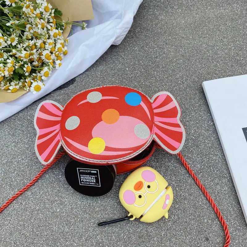 Cute candy childrens cross bag PU leather cartoon girl shoulder bag wallet childrens handbag cute princess wallet childrens bag W240906
