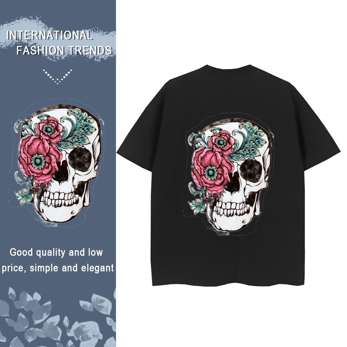 Factory Direct T shirt 100% Cotton 230g Crew Neck Daily Wear skull Tshirt for Man Woman Designer Nice Oversized Tops Shirt