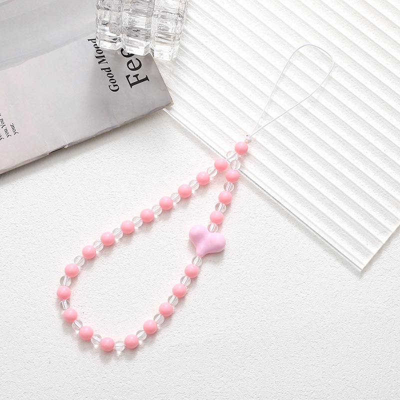 Yilian New Acrylic Love Bead Fashion Versatile Girl Phone Case Hanging Rope Anti Loss Chain Pendant
