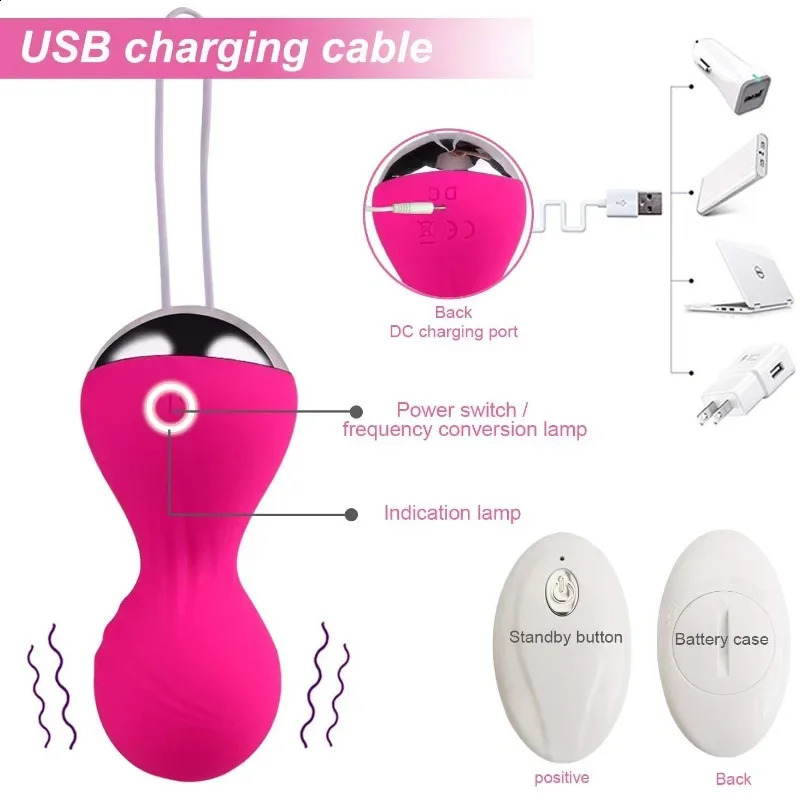 3/4pcs Kegel Vagina Balls Vibrator Silicone Dumbbell Shrink Exercise Vibrating Eggs Sex Toys for Women Massager Wireless Remote 240904