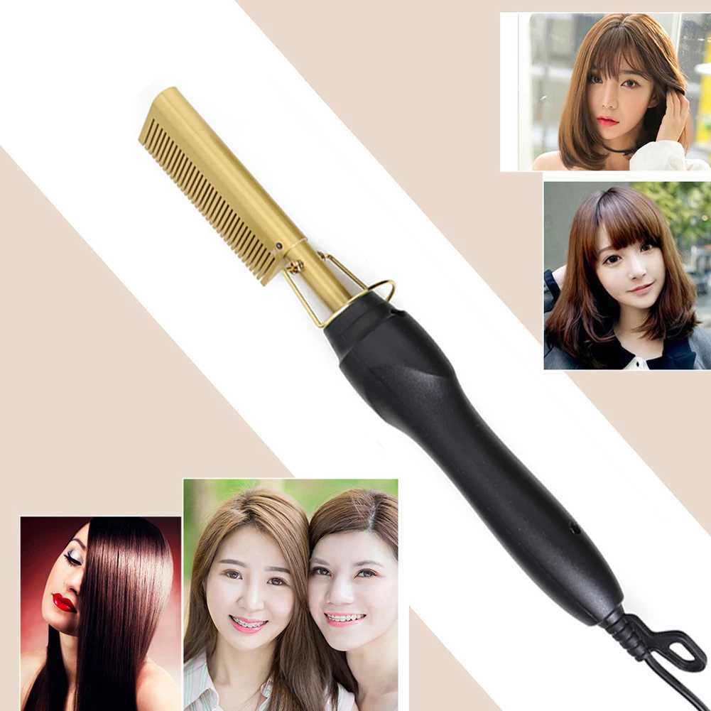 Hair Straight Styler Comb Hot Heating Hair Straightener Curling Curler BrushesXJ241016