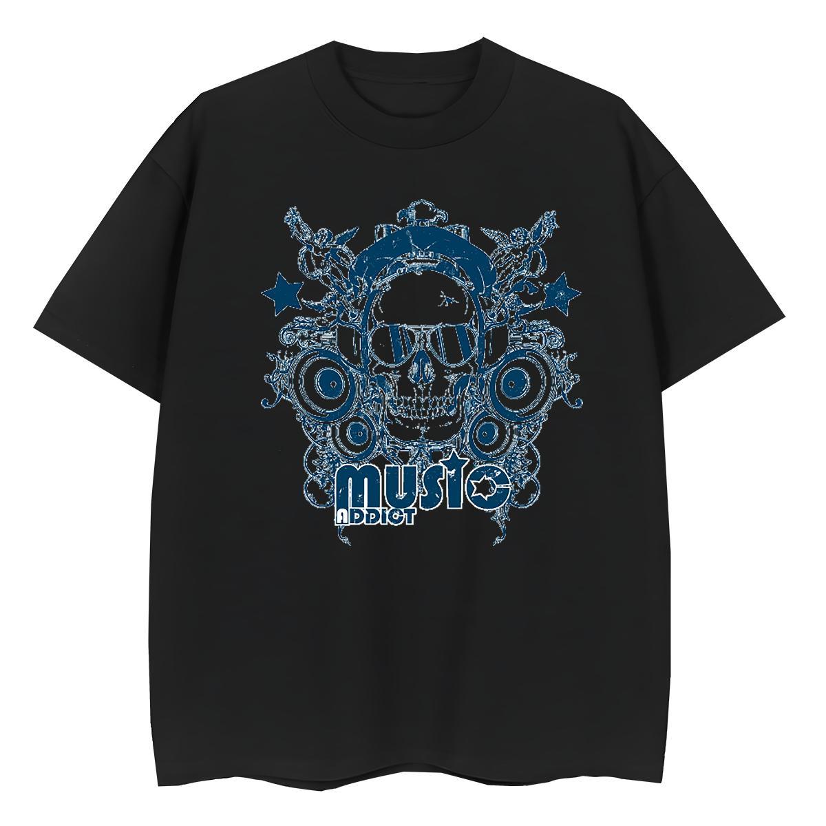 New T-Shirts for Women 230g 100% Cotton Crew Neck Hip Hop skull Unisex Tshirts Free Shipping DIY Printed Wear