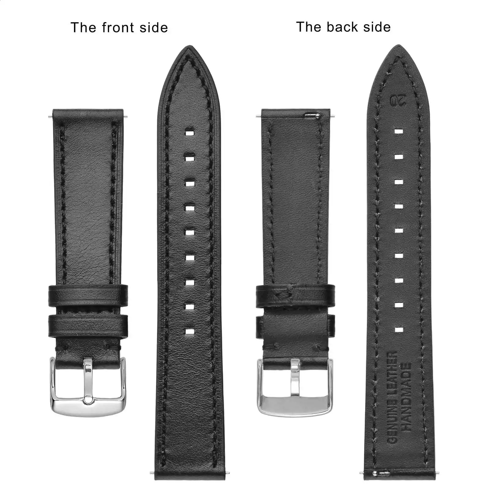 ANBEER Leather Watch Strap Lacquered edge Watchband for Men and Women 18mm 19mm 20mm 21mm 22mm Wrist Band Quick Release 240906