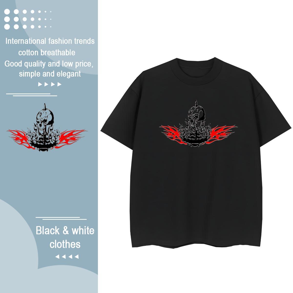 Stylist T Shirt For Woman 230g 100% Cotton Breathable Soft Street Wear skull Lady T shirt High quality DIY Anime Tees
