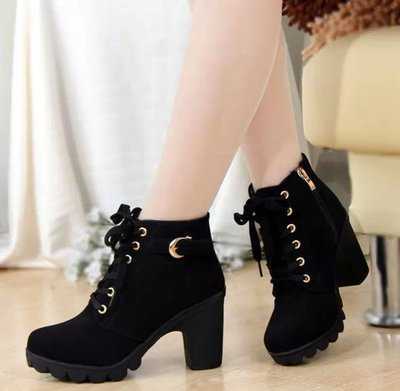Autumn Winter High-heeled Martin Boots Womens Boots Cross Strap Short Boots Thick Heel Fashion Boots Leather Boots 240826