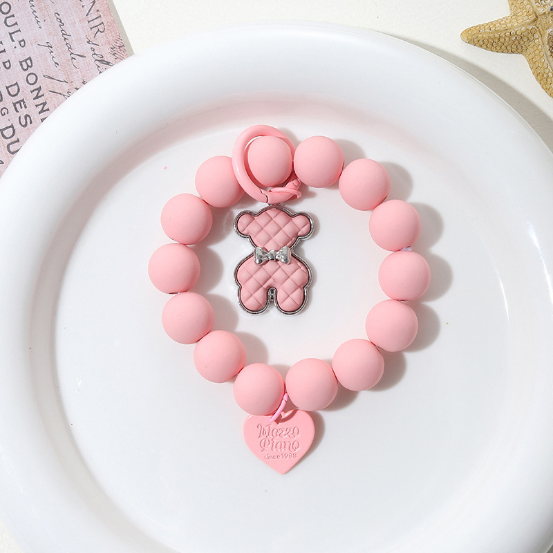 Yi Lian's New Rubber Bead Bracelet, Phone Case, Jewelry, Candy Color Bear Pendant, Anti Drop Wrist Strap for Women