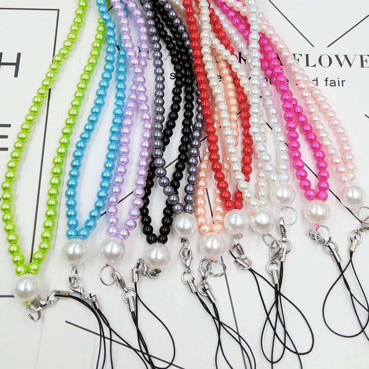 New mobile phone pearl hanging rope universal DIY long chain hanging pearl mobile phone neck portable hanging chain