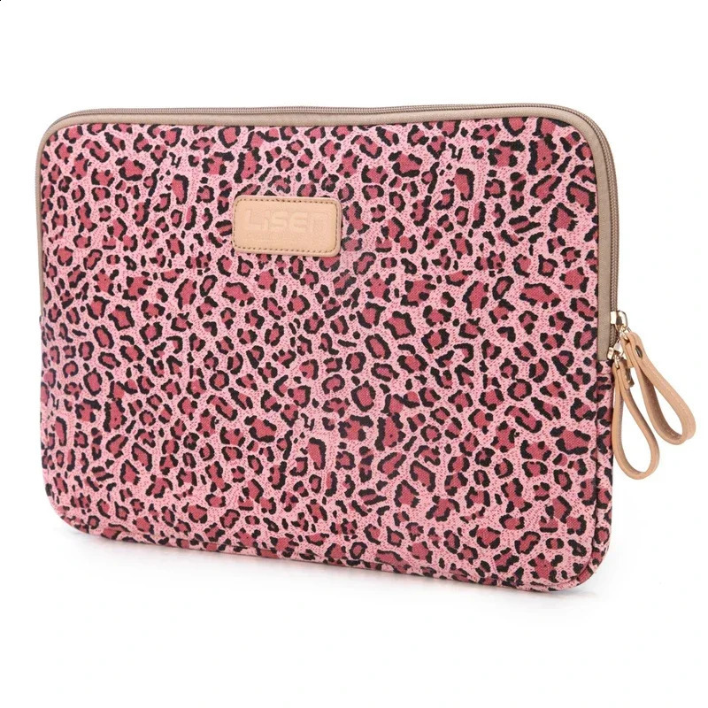 Notebook bag 13.3 14 15.6 inches Leopard canvas cover for MacBook Air Pro womens handbag notebook Dropship 240903