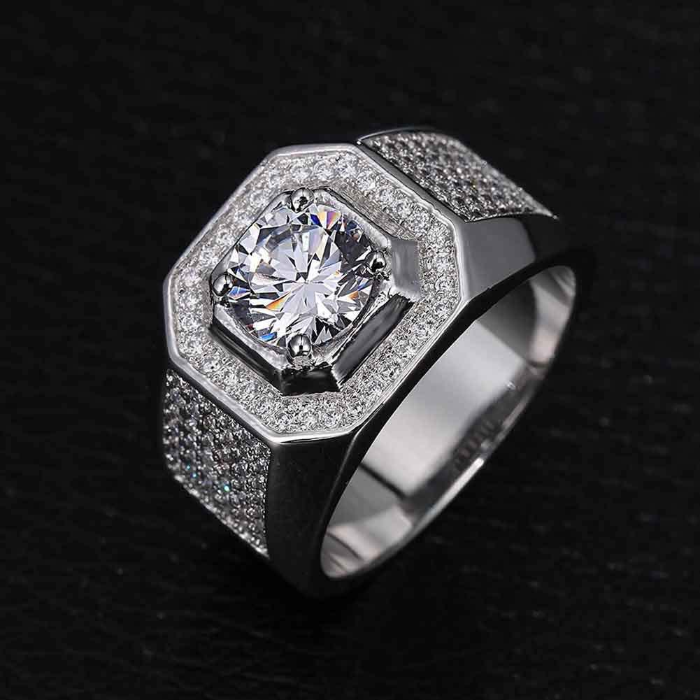 2024 Top Sell Vintage Jewelry 10kt white gold filled Topaz Simulated Diamond Wedding Pave Band Rings for men Size 8/9/11/12/13