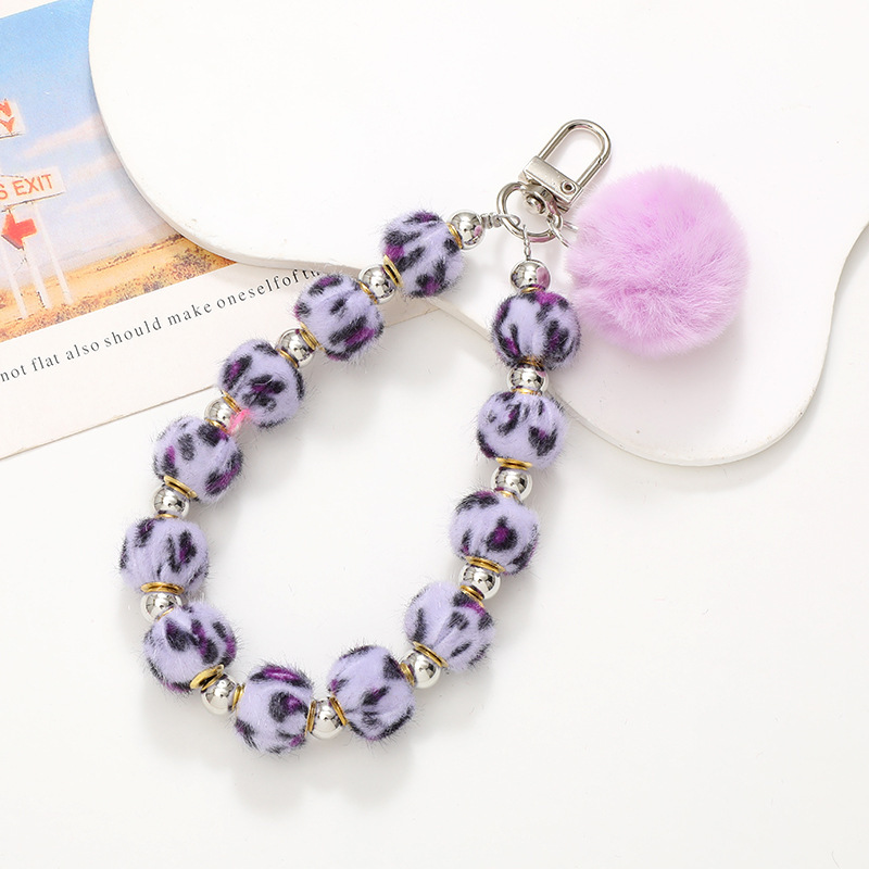 Yilian autumn and winter bead DIY plush ball pendant mobile phone case hanging rope for women