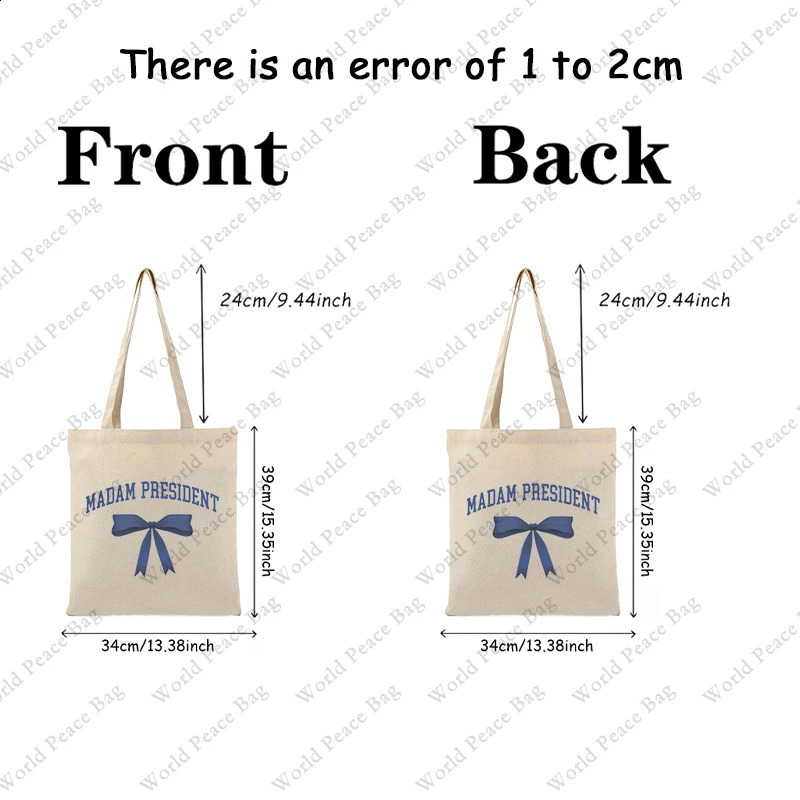 1 Kamala Harris Election Pattern Handbag Canvas Shoulder Bag Travel Daily Female Reusable Shopping Bag 240903