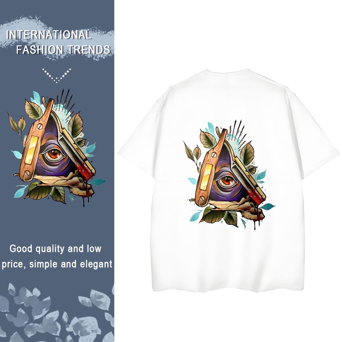 New Arrival Woman T Shirts 230g Pure Cotton Short Sleeve O-Neck Street eye of the devil Unisex Tshirts Free Shipping Cartoon Print Tees Shirts