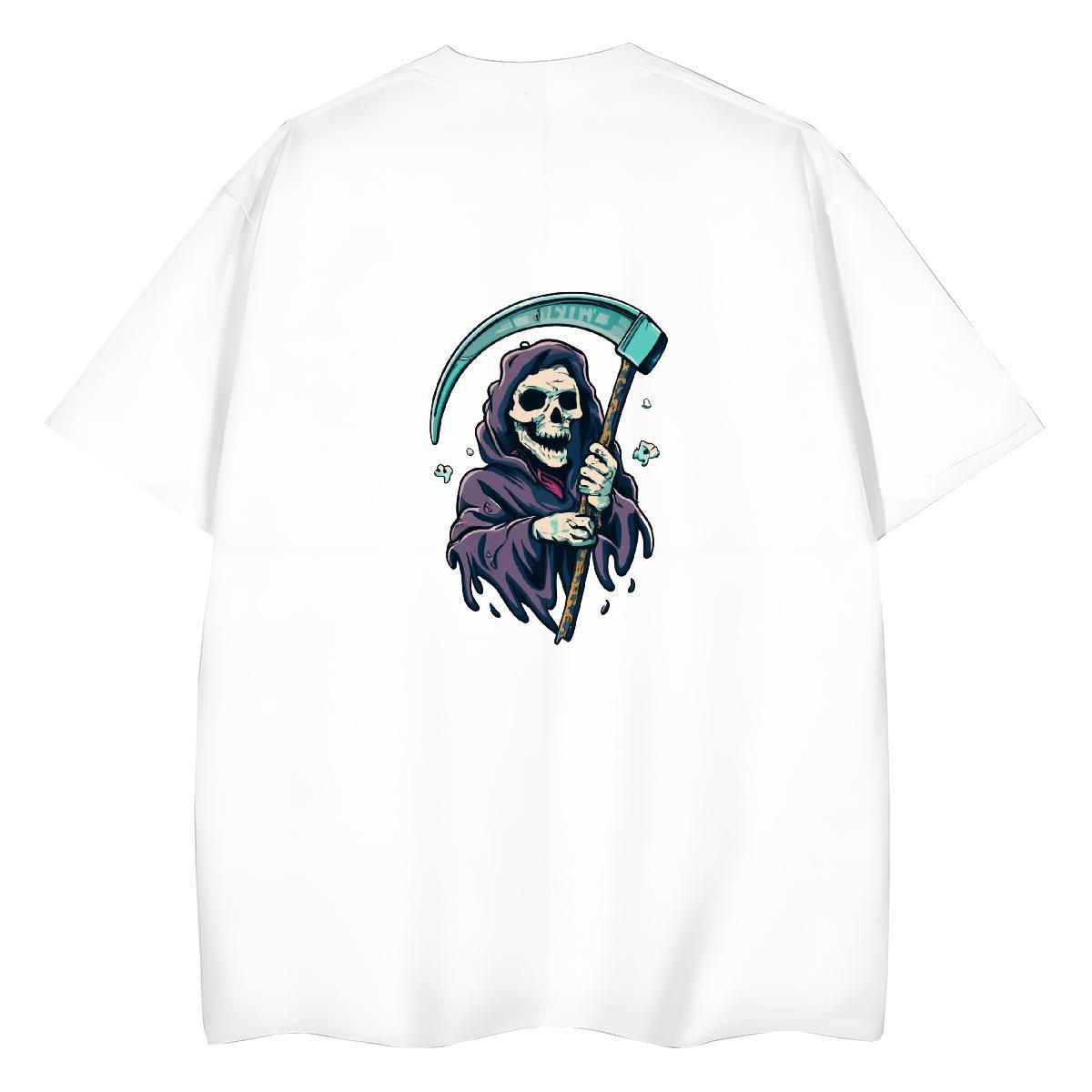 Brand T-Shirts for Women 230g Cotton Round Neck Short Sleeve Spring Summer skull Tshirt for Man Woman Soft Anime Oversized Tees Shirts