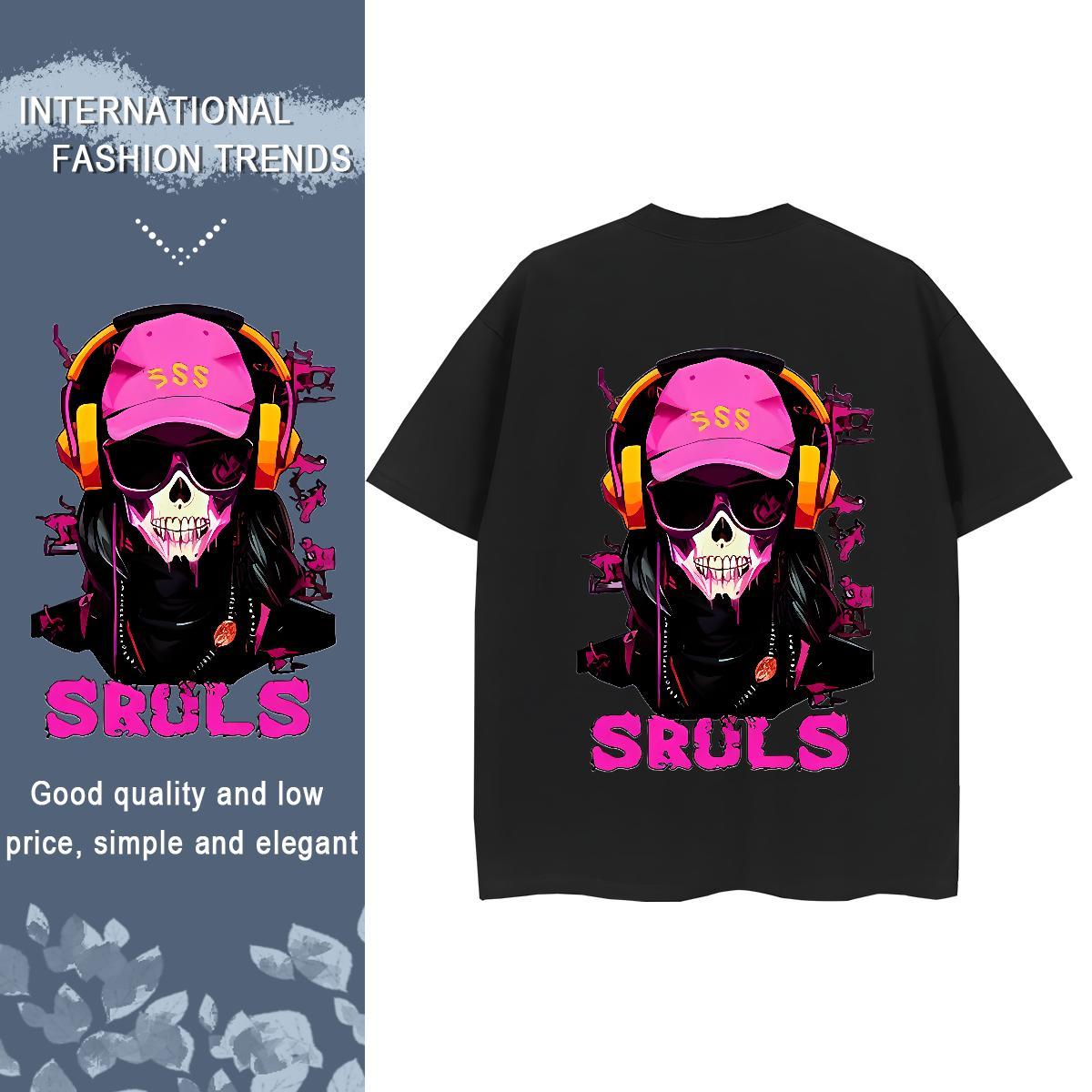Designer T shirt 100% Cotton 230g Round Neck Short Sleeve Outdoor handset Woman Tshirt Soft Cartoon Floral Printing Clothes