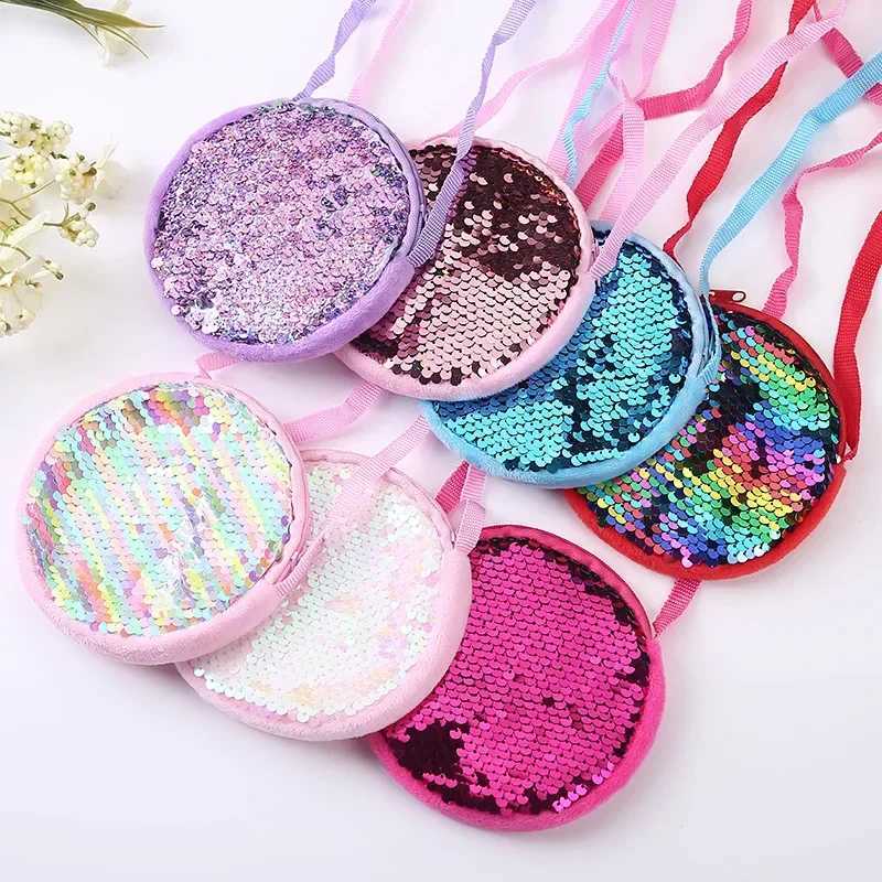 Kindergarten 2-4 Year Old Girl Messenger Bag Fashion Princess Girl Cute Plush Glitter Shoulder Bag Coin Money Bag W240906