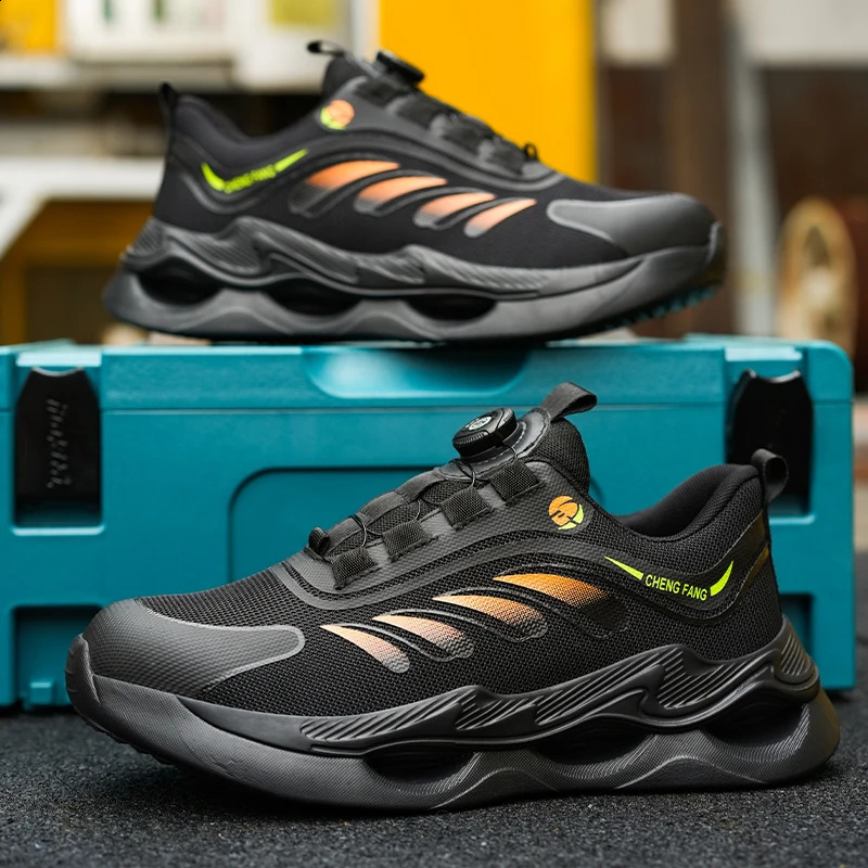 Rotary Buckle Security Boots for Men Work Sneakers Women Boots Breathable Steel Toe Shoes Safety Puncture-Proof Men Boots 240904