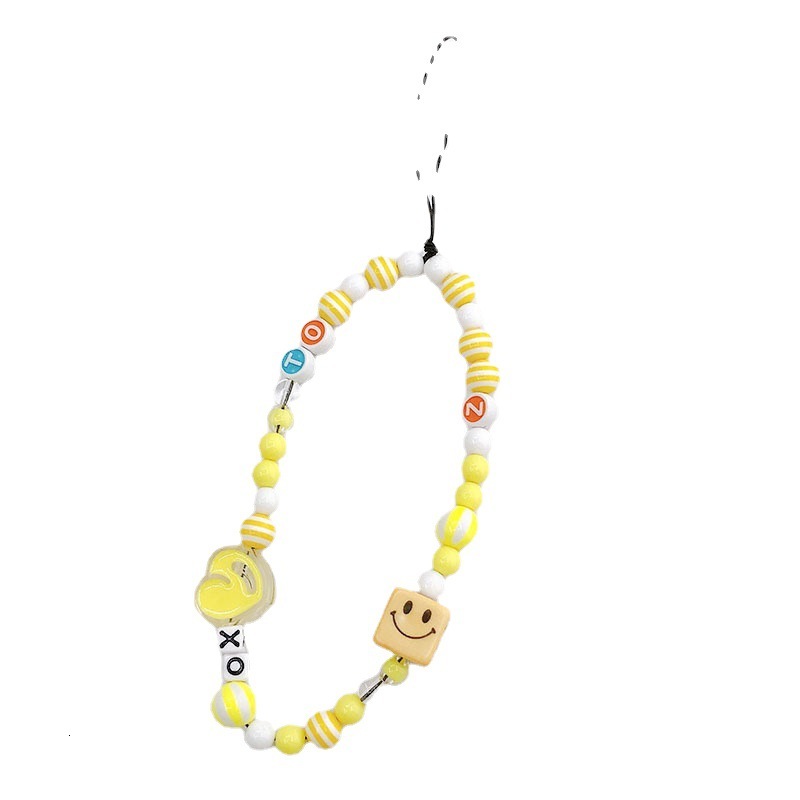 Yilian New Beaded Chain Drip Oil Love Rope Anti Fall Phone Pendant Colorful Letter Hanging Ornament for Women