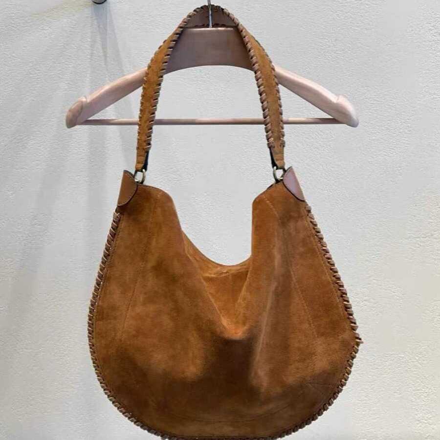 Small niche design frosted suede woven saddle shoulder bag autumn and winter large capacity shoulder bag for women 240915