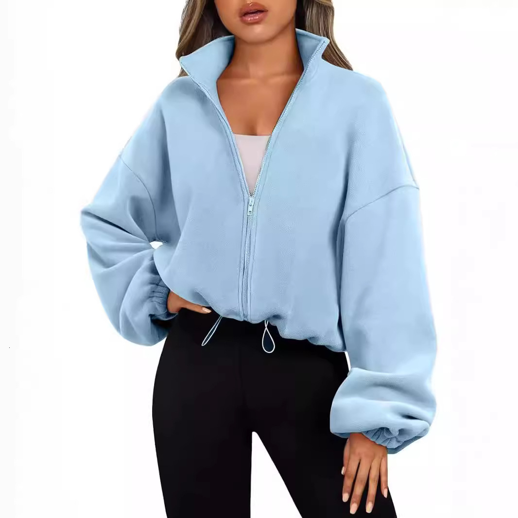 women's autumn and winter new casual top zipper long sleeved sweatshirt