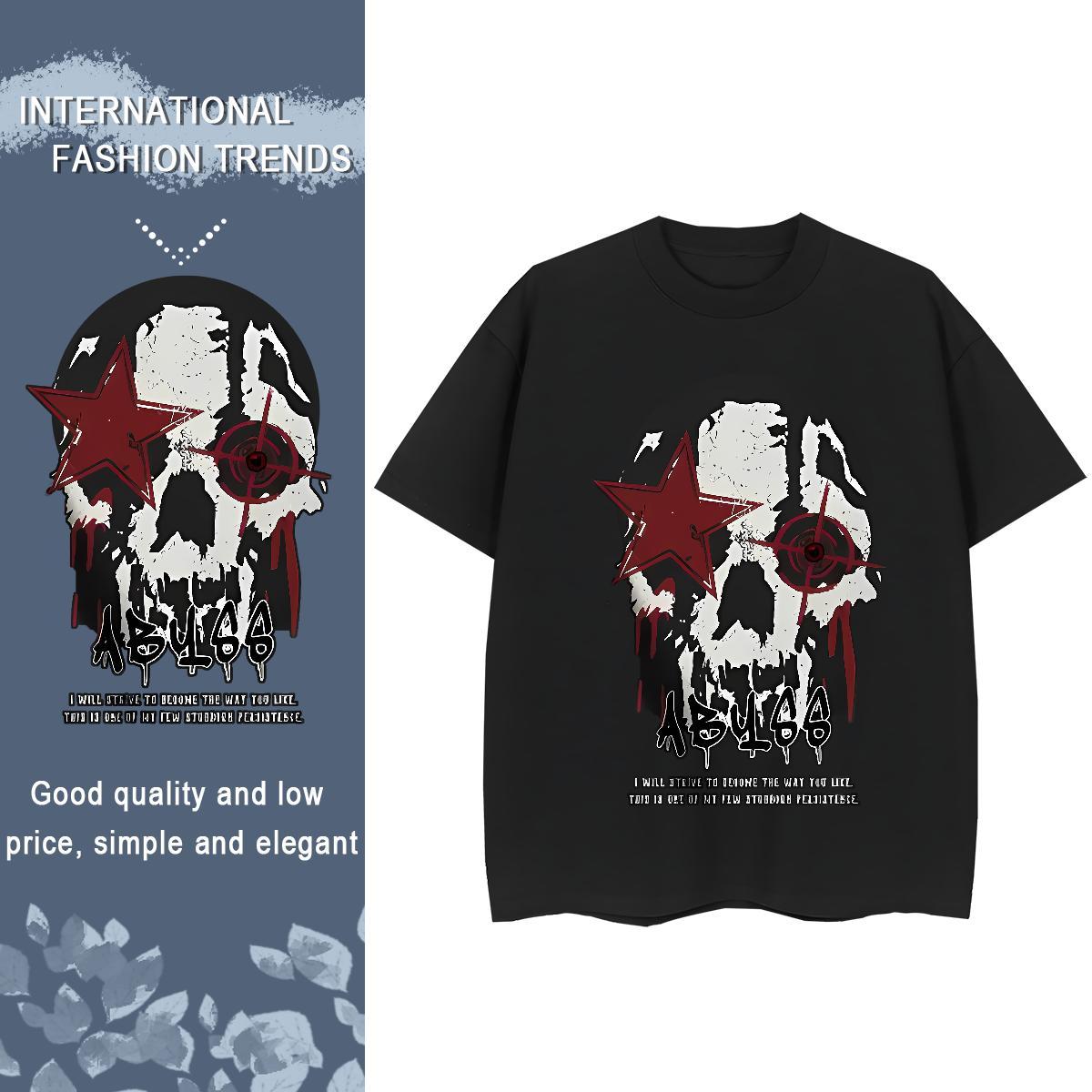 Fashion T shirt 230g 100% Cotton O Neck Short Sleeves Street Casual skull Women Tees Comfortable Plus Size Cartoon Wear