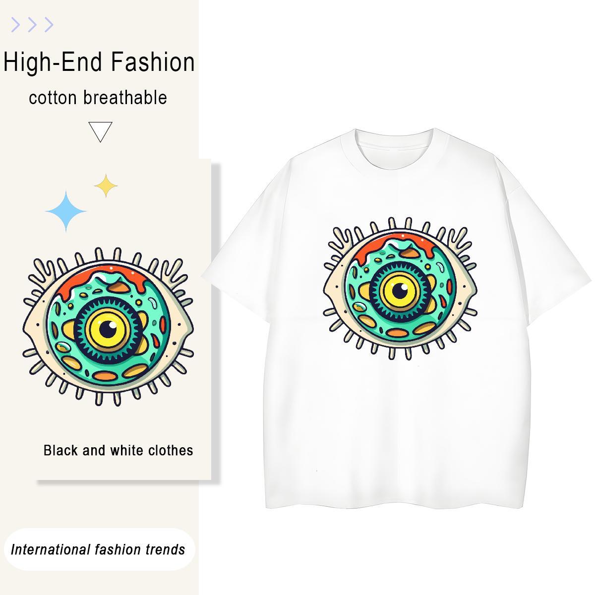 Custom T shirt 230g 100% Cotton Breathable High Street Hip Hop skull Unisex Tshirts Wholesale Cartoon Print Tees