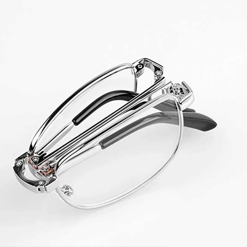 Portable metal folding reading glasses Ultralight mens business elder glasses glasses with random shell+0.5 to+4.0 W240907