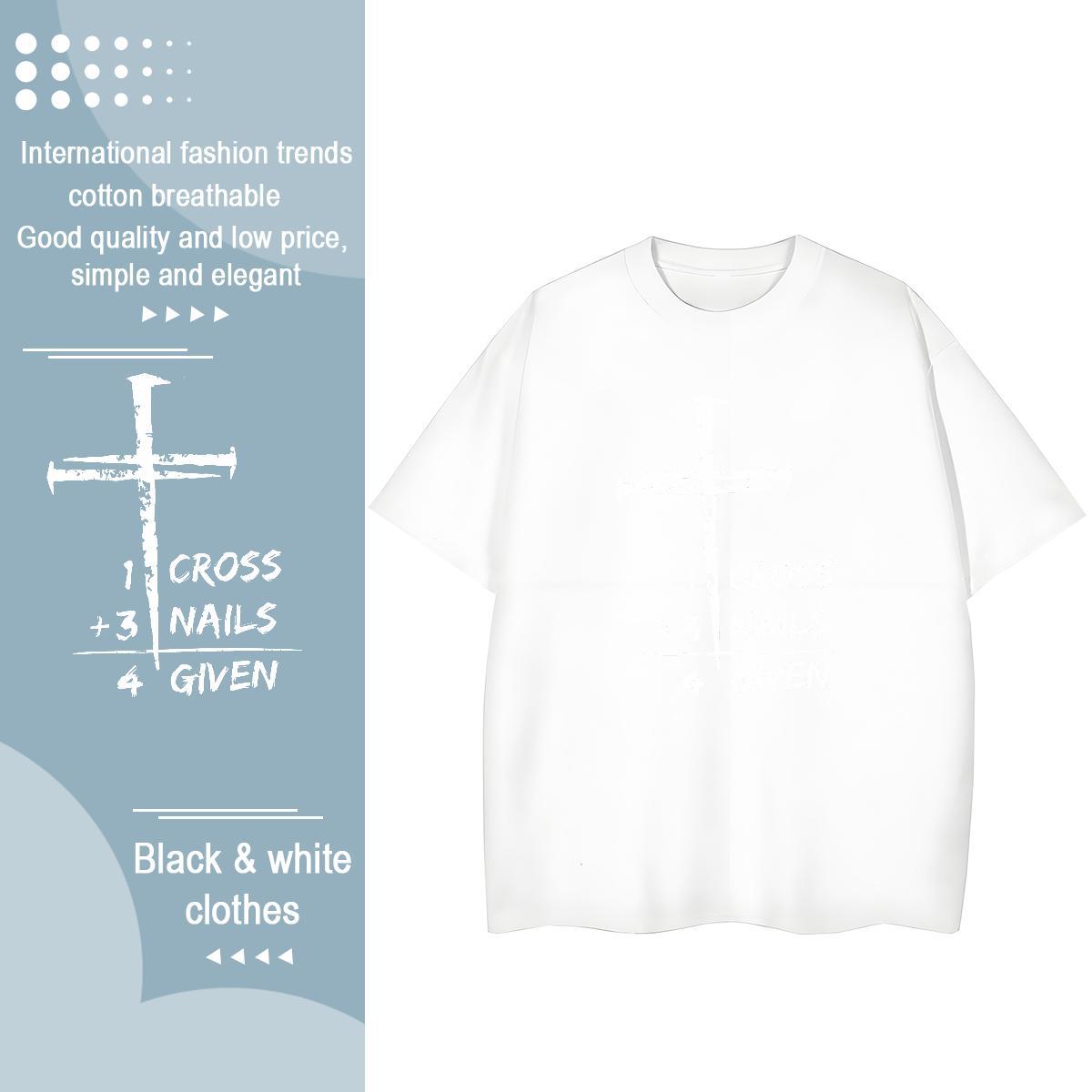 Brand T shirt 100% Cotton 230g Short Sleeve O-Neck Sports Street Wear The Cross Couples T Shirts Loose fit Anime Clothes