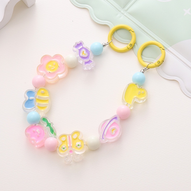 Yilian's new acrylic candy colored drip oil hand-held DIY jewelry accessories, handmade bead anti loss chain